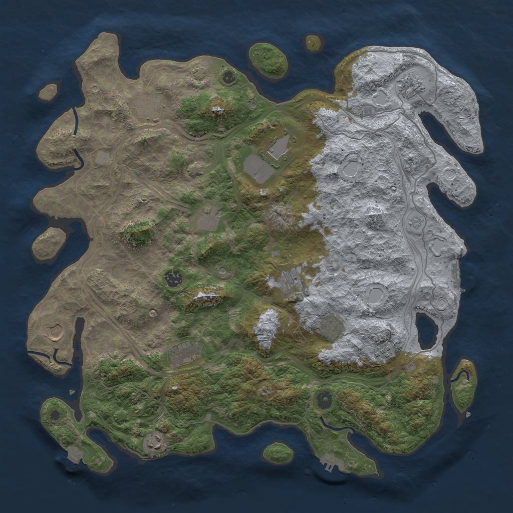 Rust Map: Procedural Map, Size: 4500, Seed: 441959311, 19 Monuments