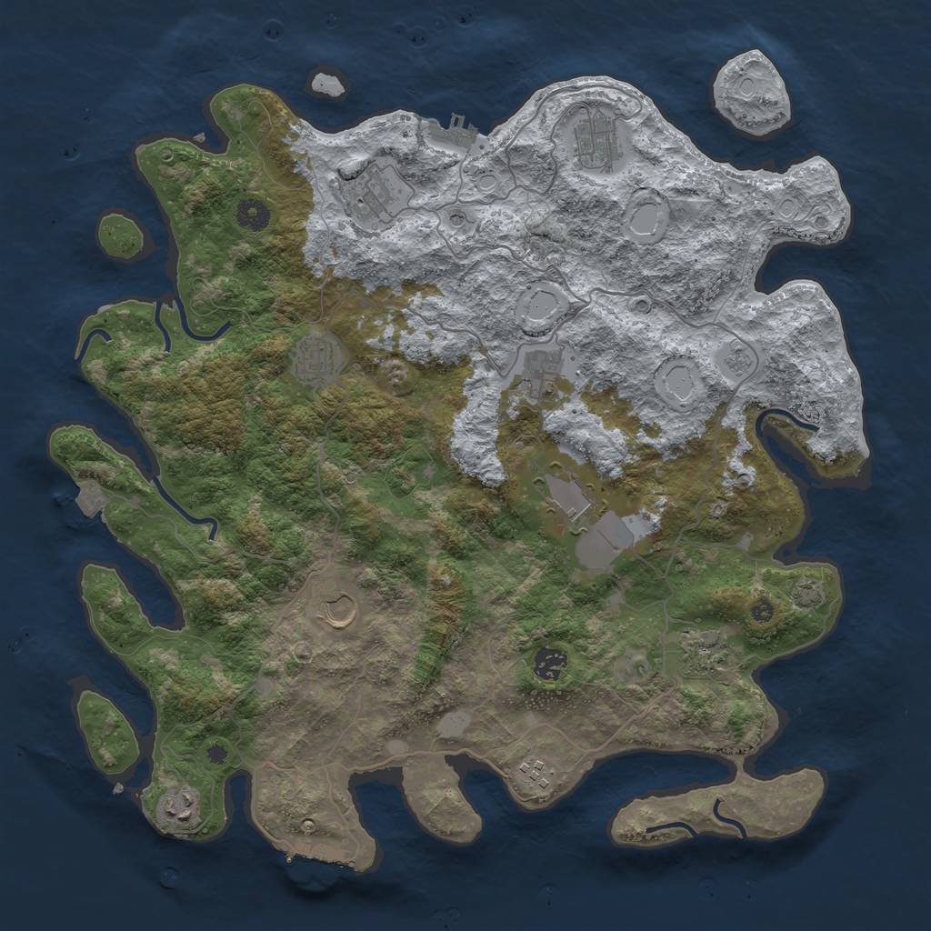 Rust Map: Procedural Map, Size: 4200, Seed: 1554632634, 18 Monuments