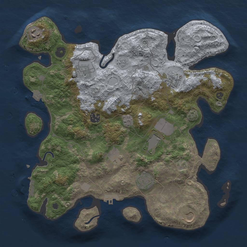 Rust Map: Procedural Map, Size: 3500, Seed: 60697201, 17 Monuments