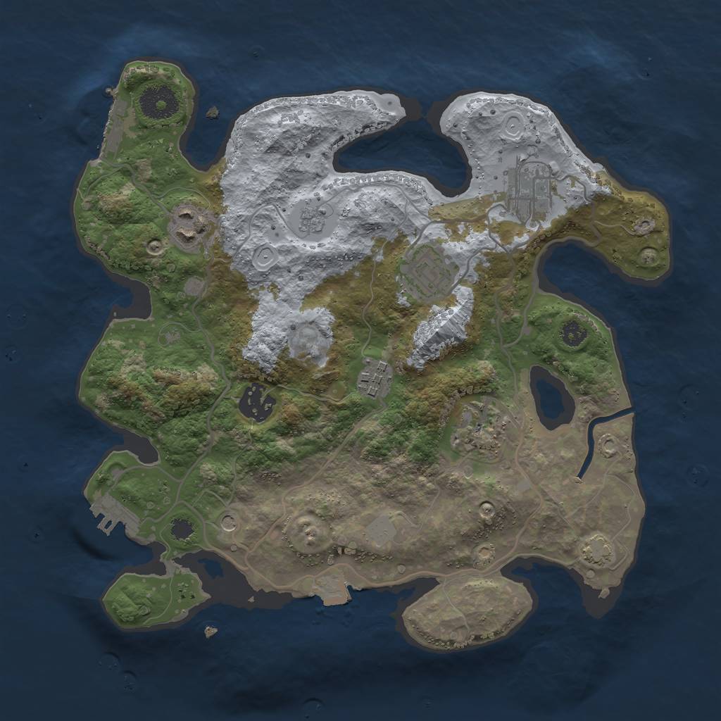 Rust Map: Procedural Map, Size: 3000, Seed: 1490585199, 14 Monuments