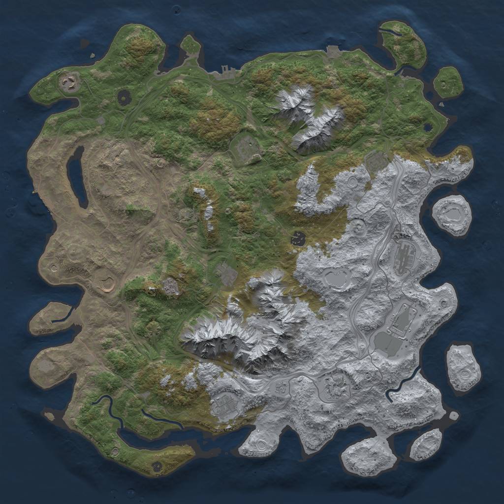 Rust Map: Procedural Map, Size: 5000, Seed: 9725, 19 Monuments