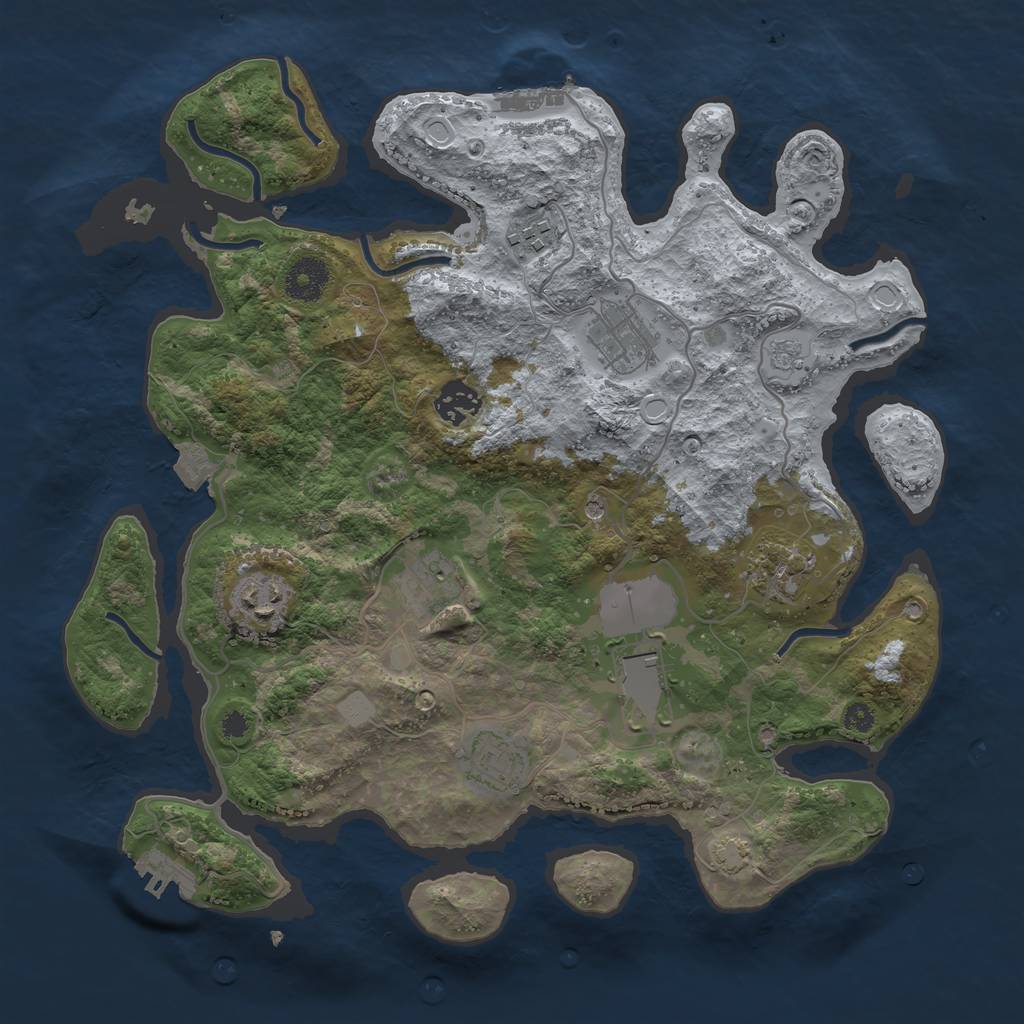 Rust Map: Procedural Map, Size: 3500, Seed: 1848881902, 16 Monuments