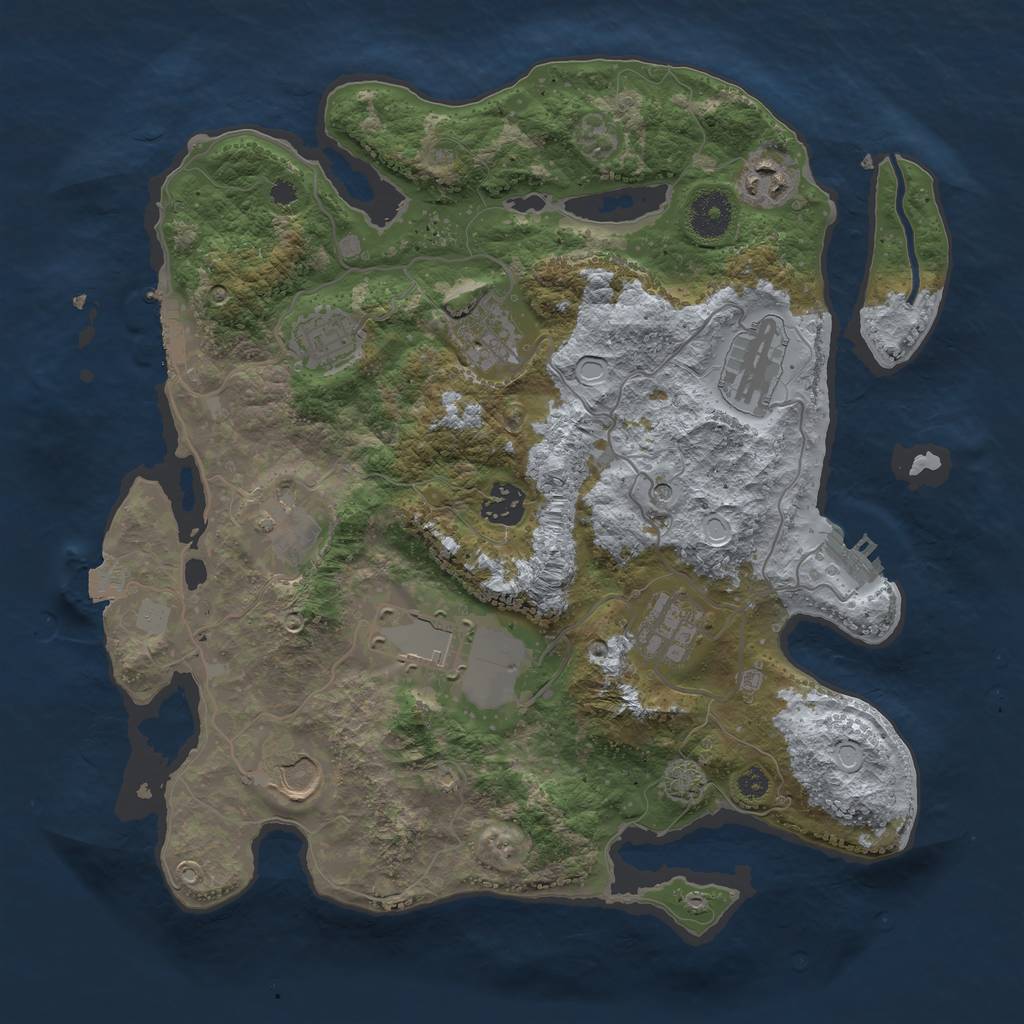 Rust Map: Procedural Map, Size: 3500, Seed: 1443893949, 16 Monuments