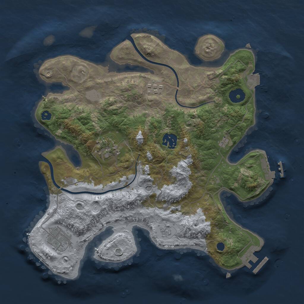 Rust Map: Procedural Map, Size: 3000, Seed: 1146338540, 9 Monuments