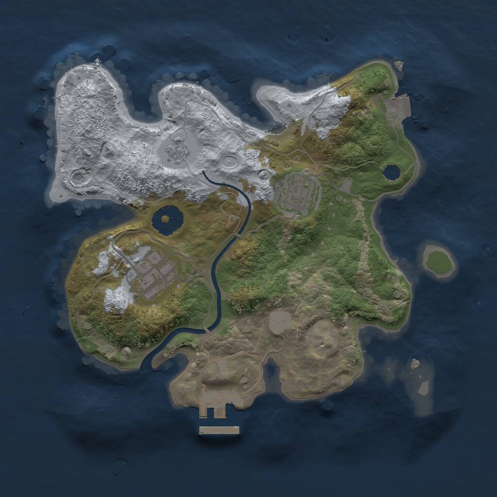 Rust Map: Procedural Map, Size: 2500, Seed: 1353034704, 5 Monuments