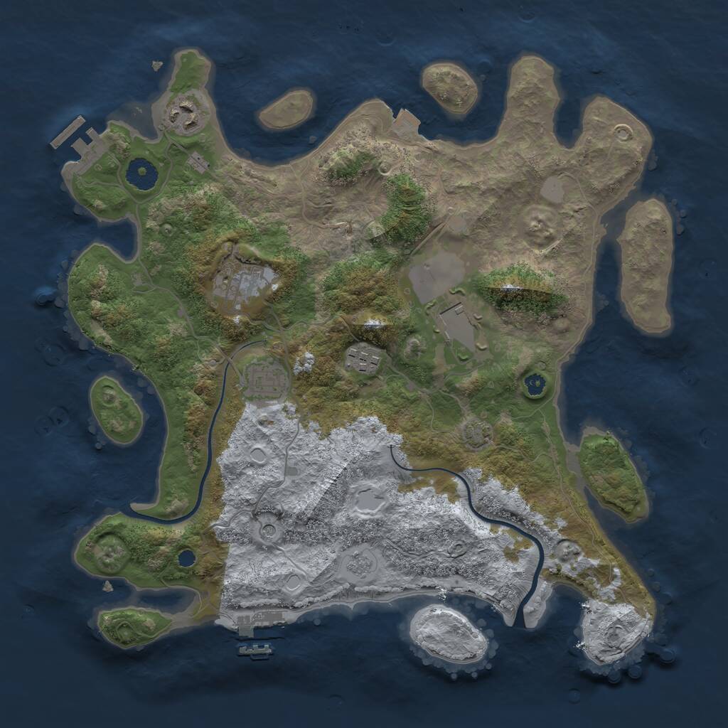 Rust Map: Procedural Map, Size: 3500, Seed: 25068174, 11 Monuments