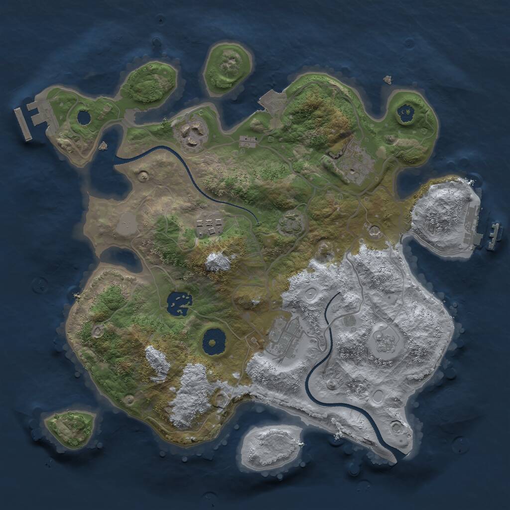 Rust Map: Procedural Map, Size: 3000, Seed: 927394836, 11 Monuments