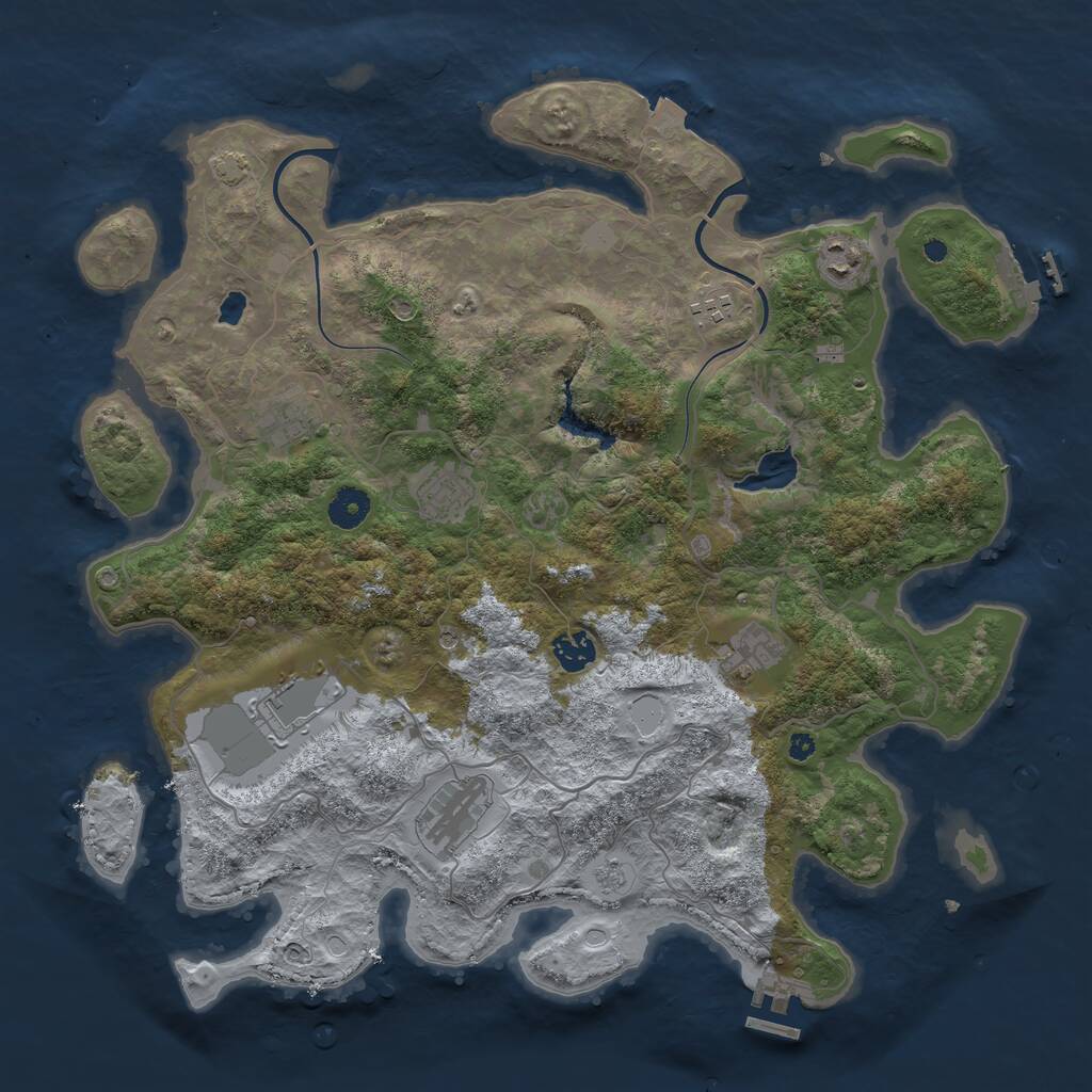 Rust Map: Procedural Map, Size: 4000, Seed: 543883214, 14 Monuments