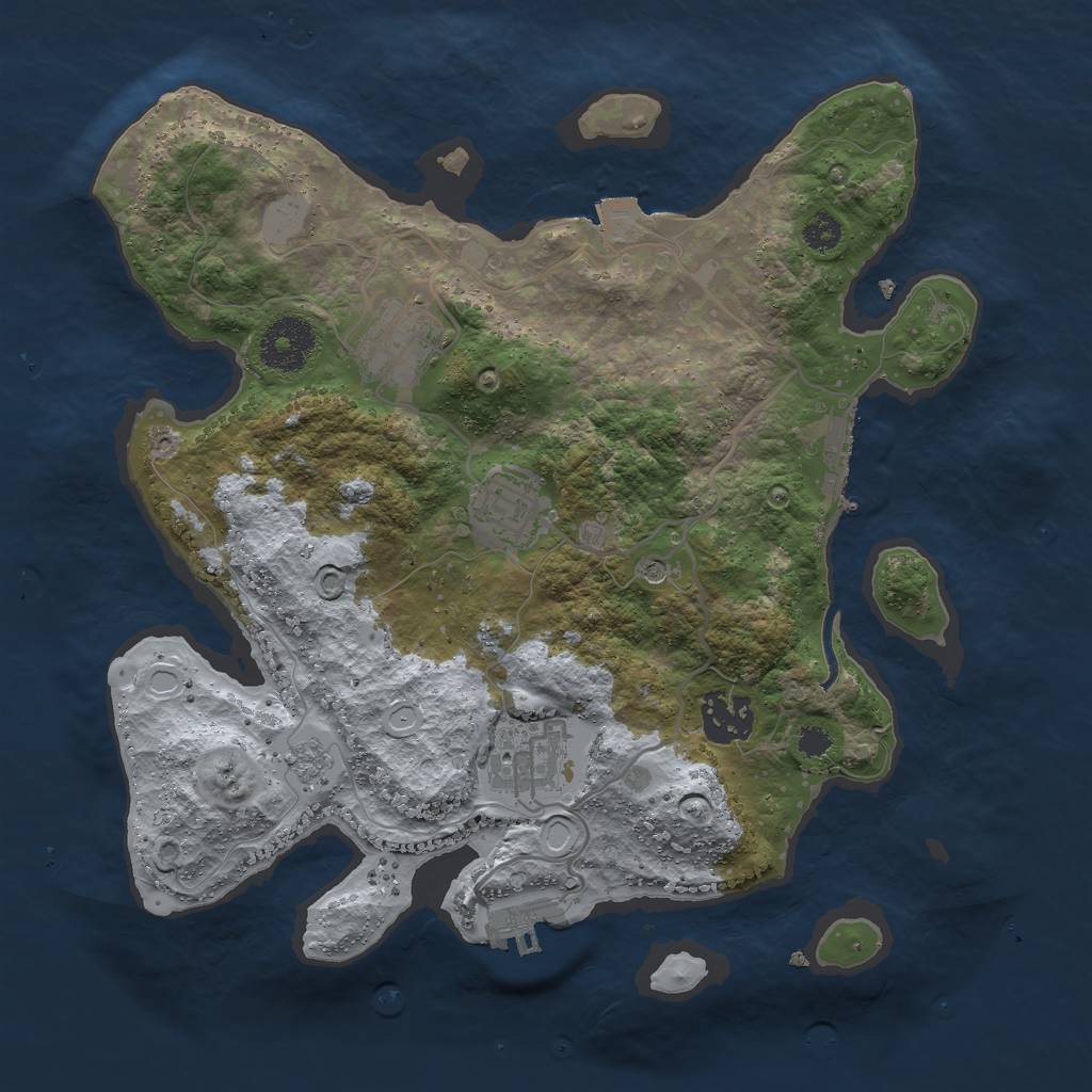 Rust Map: Procedural Map, Size: 3000, Seed: 1881330788, 11 Monuments