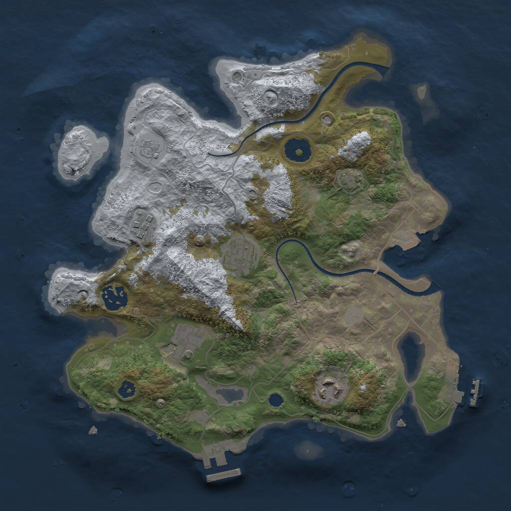 Rust Map: Procedural Map, Size: 3000, Seed: 18734, 10 Monuments