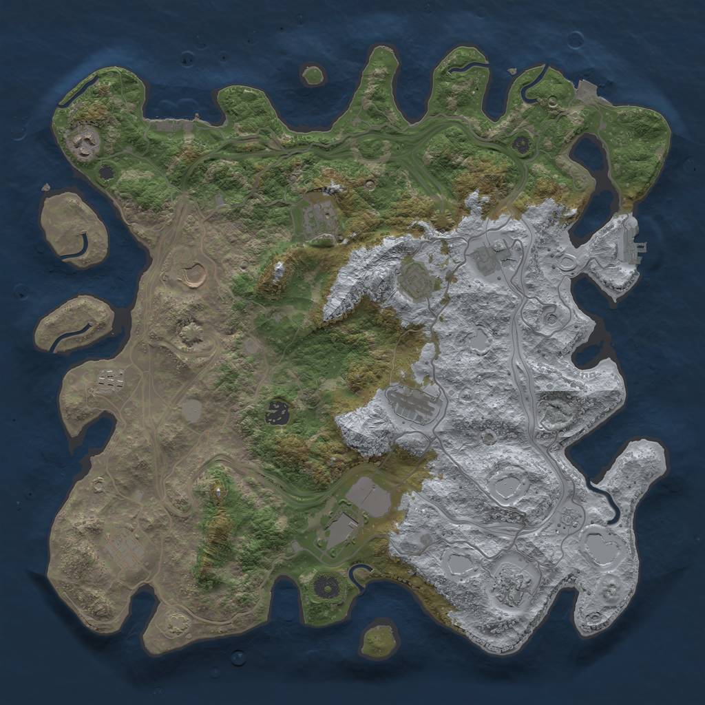 Rust Map: Procedural Map, Size: 4250, Seed: 1100723678, 19 Monuments