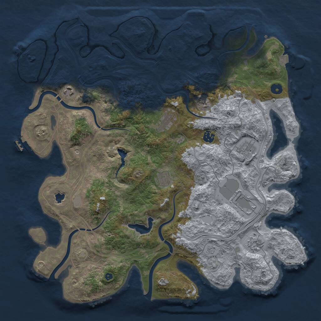 Rust Map: Procedural Map, Size: 4250, Seed: 160870138, 14 Monuments