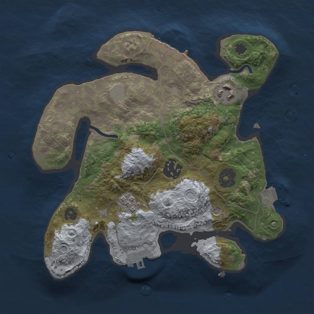 Rust Map: Procedural Map, Size: 2500, Seed: 603553603, 9 Monuments