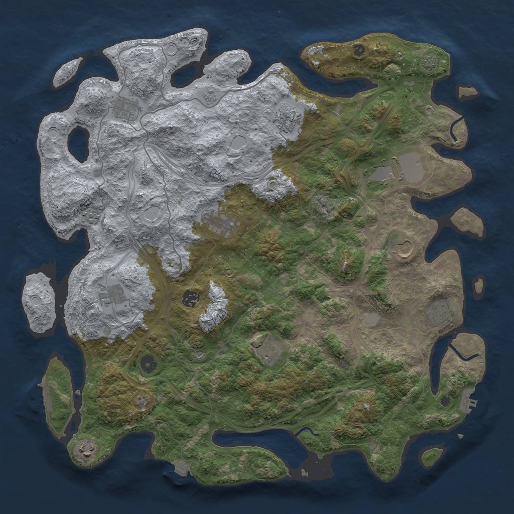 Rust Map: Procedural Map, Size: 4500, Seed: 715971321, 19 Monuments