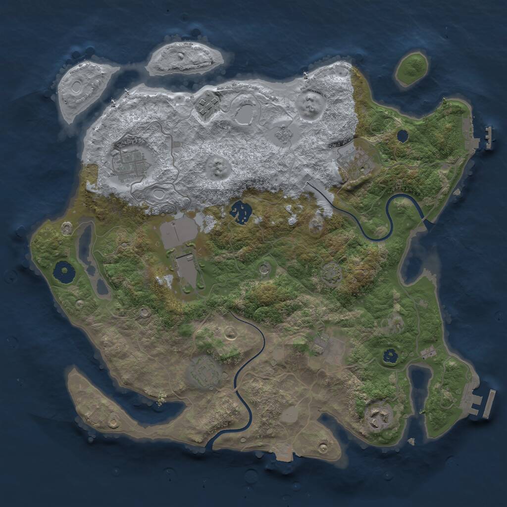 Rust Map: Procedural Map, Size: 3500, Seed: 152674680, 14 Monuments
