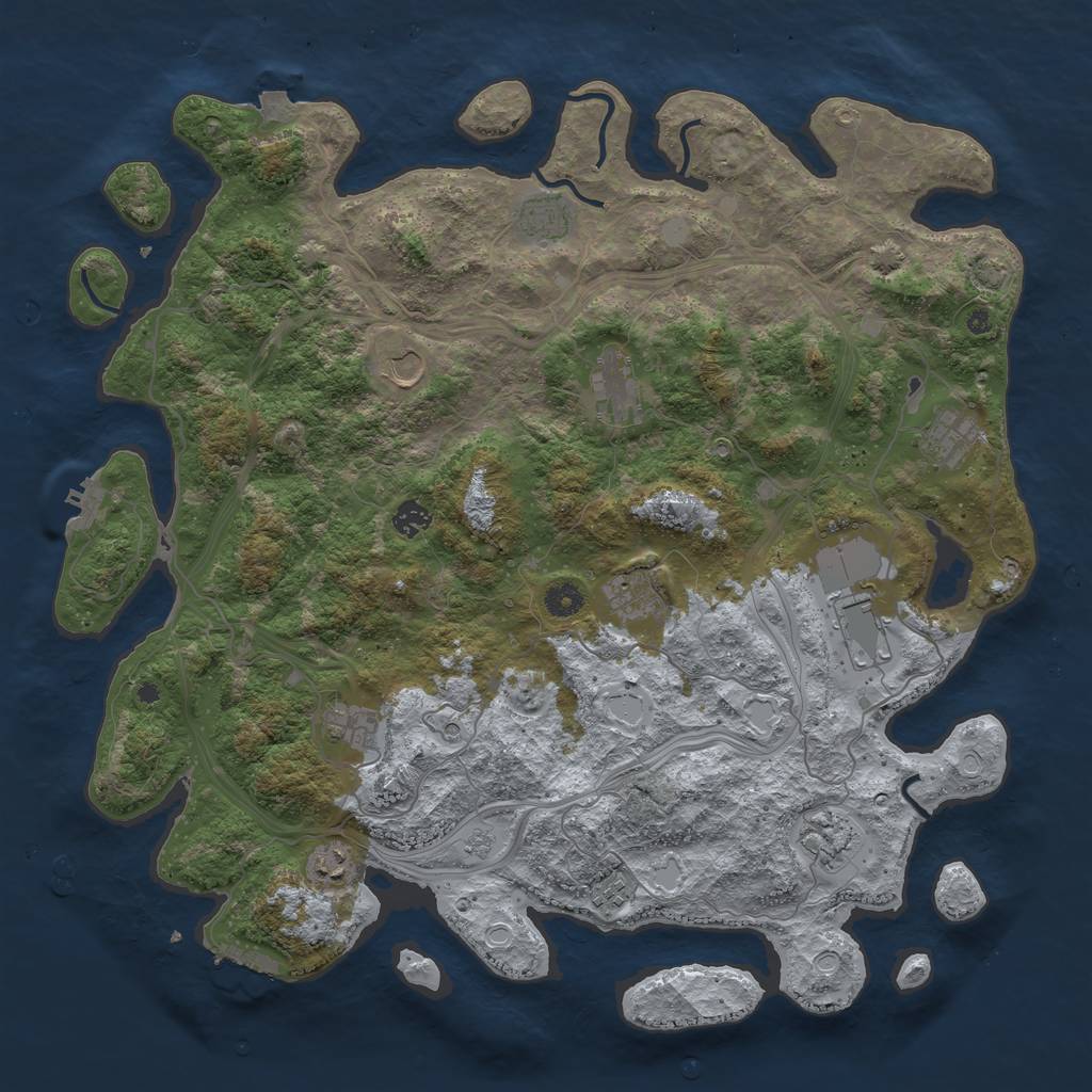 Rust Map: Procedural Map, Size: 4500, Seed: 457627799, 19 Monuments