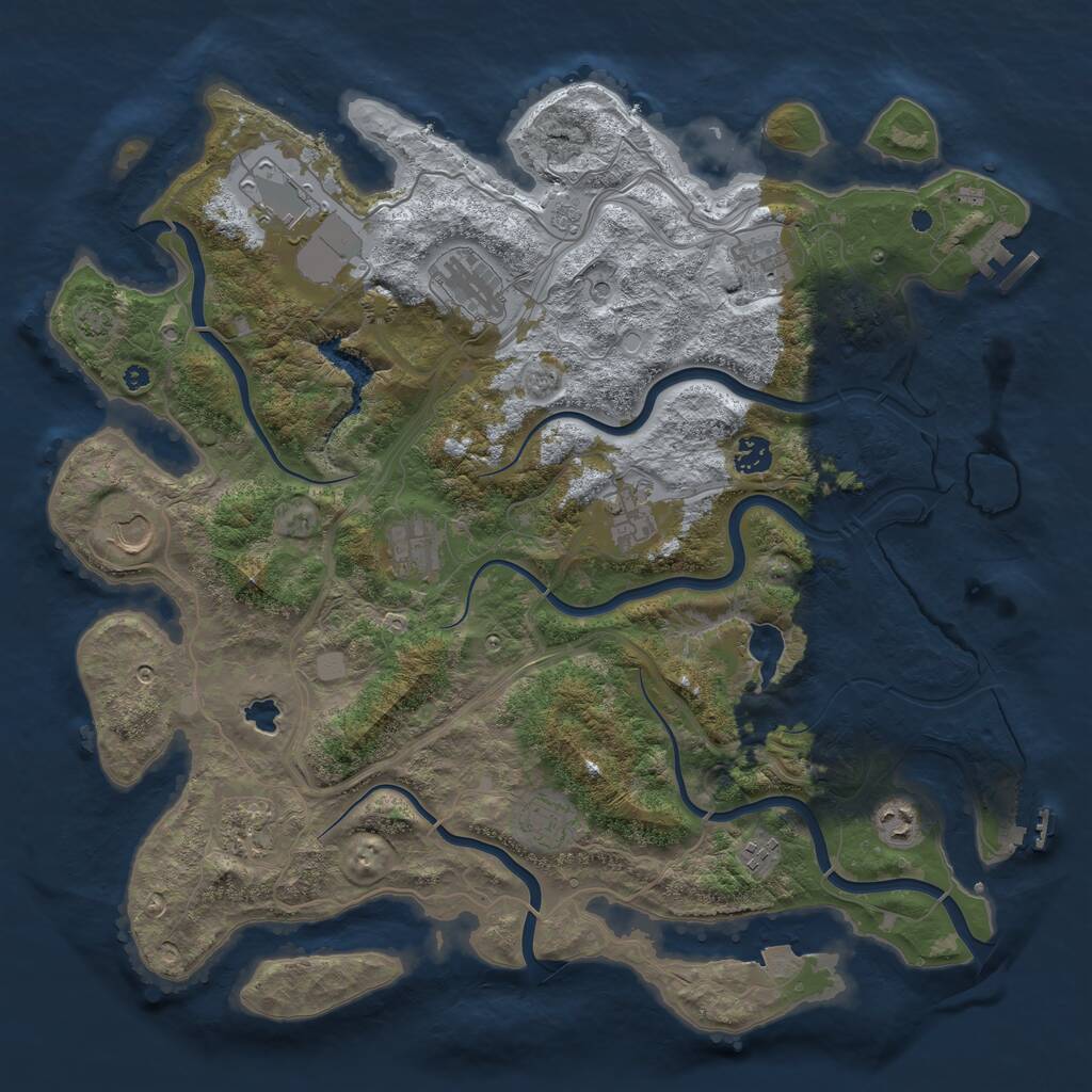 Rust Map: Procedural Map, Size: 4250, Seed: 1289663509, 17 Monuments