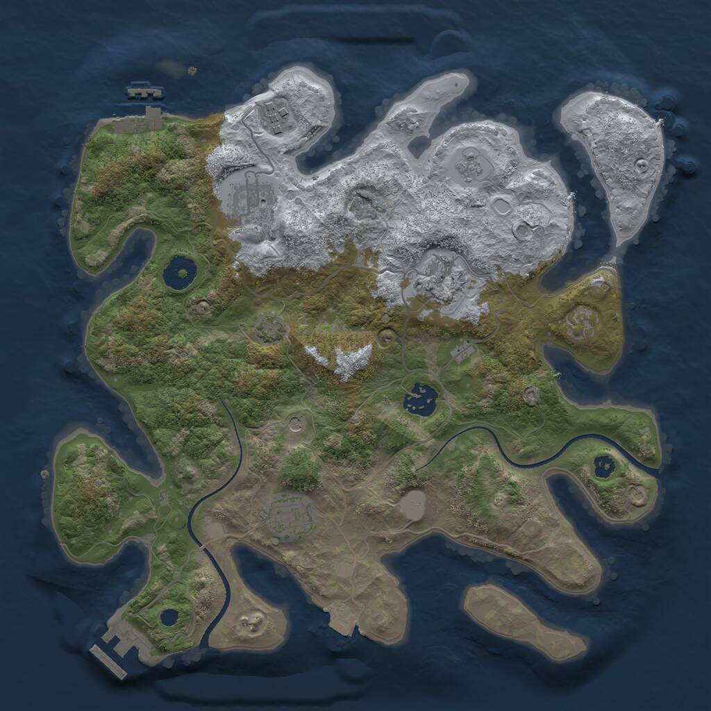 Rust Map: Procedural Map, Size: 3250, Seed: 712346364, 11 Monuments