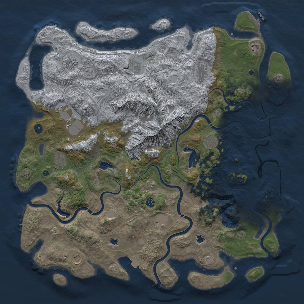 Rust Map: Procedural Map, Size: 5000, Seed: 546386763, 17 Monuments