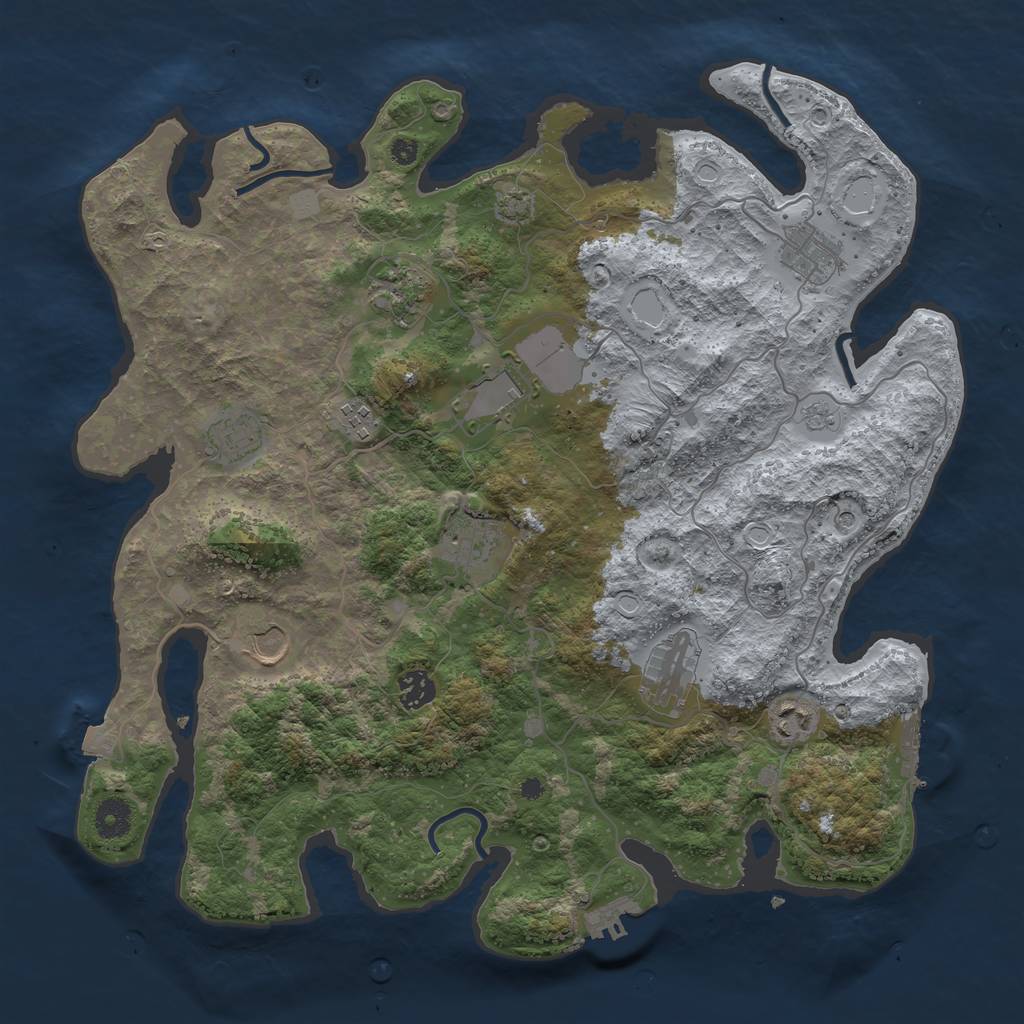 Rust Map: Procedural Map, Size: 3950, Seed: 4375090, 18 Monuments