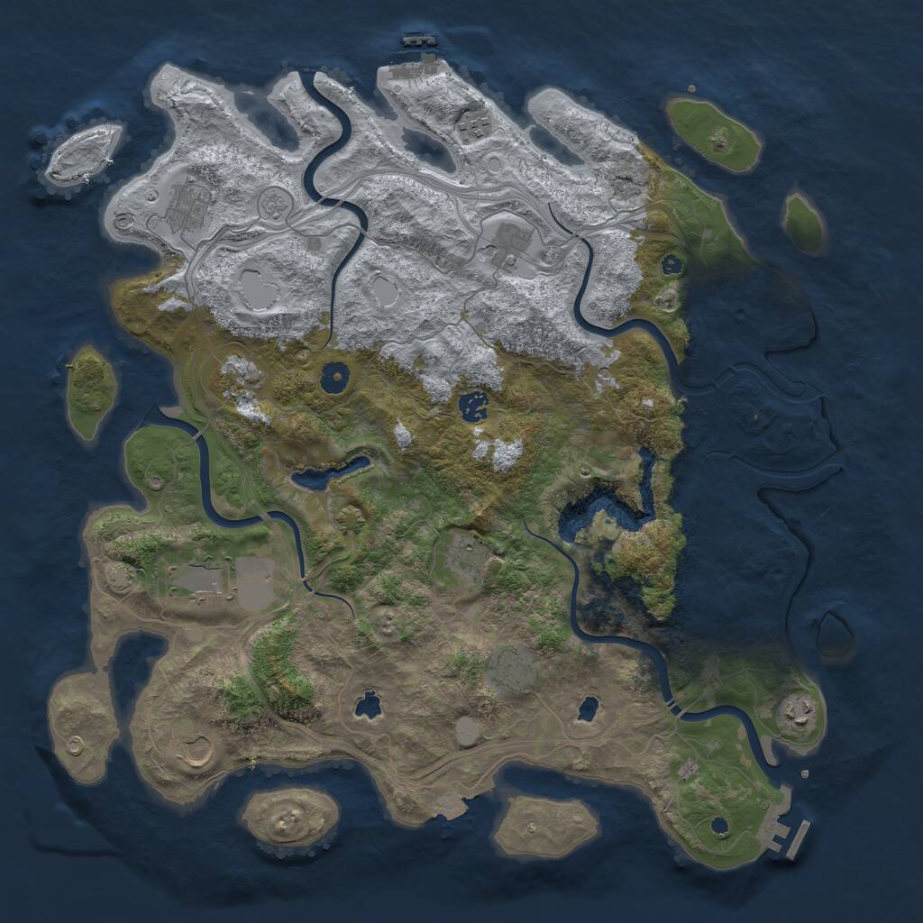 Rust Map: Procedural Map, Size: 4500, Seed: 8722, 16 Monuments