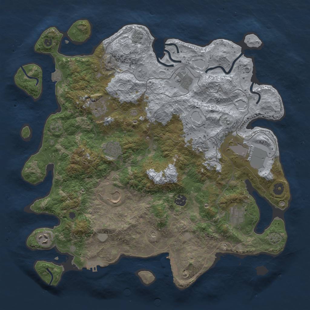 Rust Map: Procedural Map, Size: 4000, Seed: 235214983, 18 Monuments