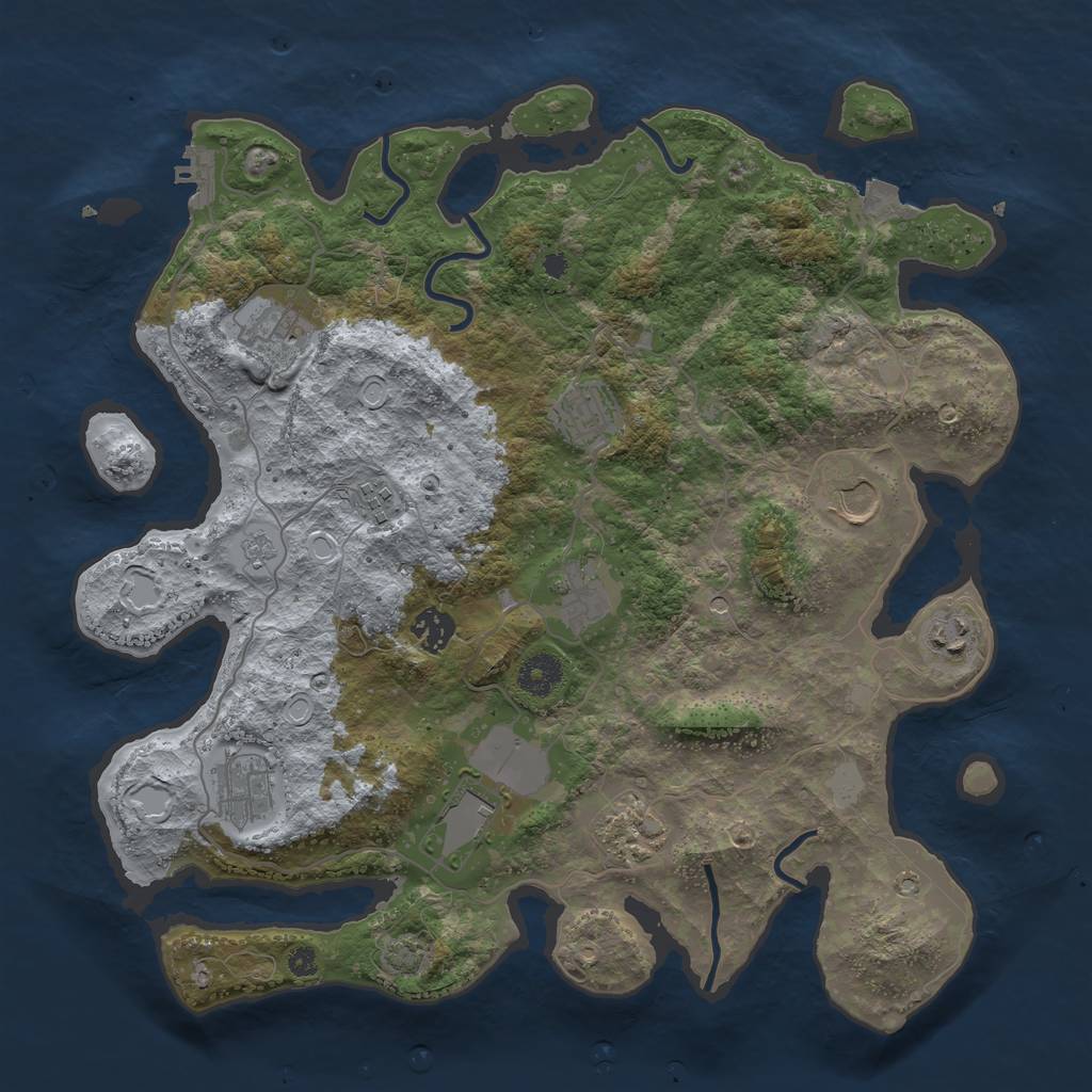 Rust Map: Procedural Map, Size: 3791, Seed: 2037, 17 Monuments