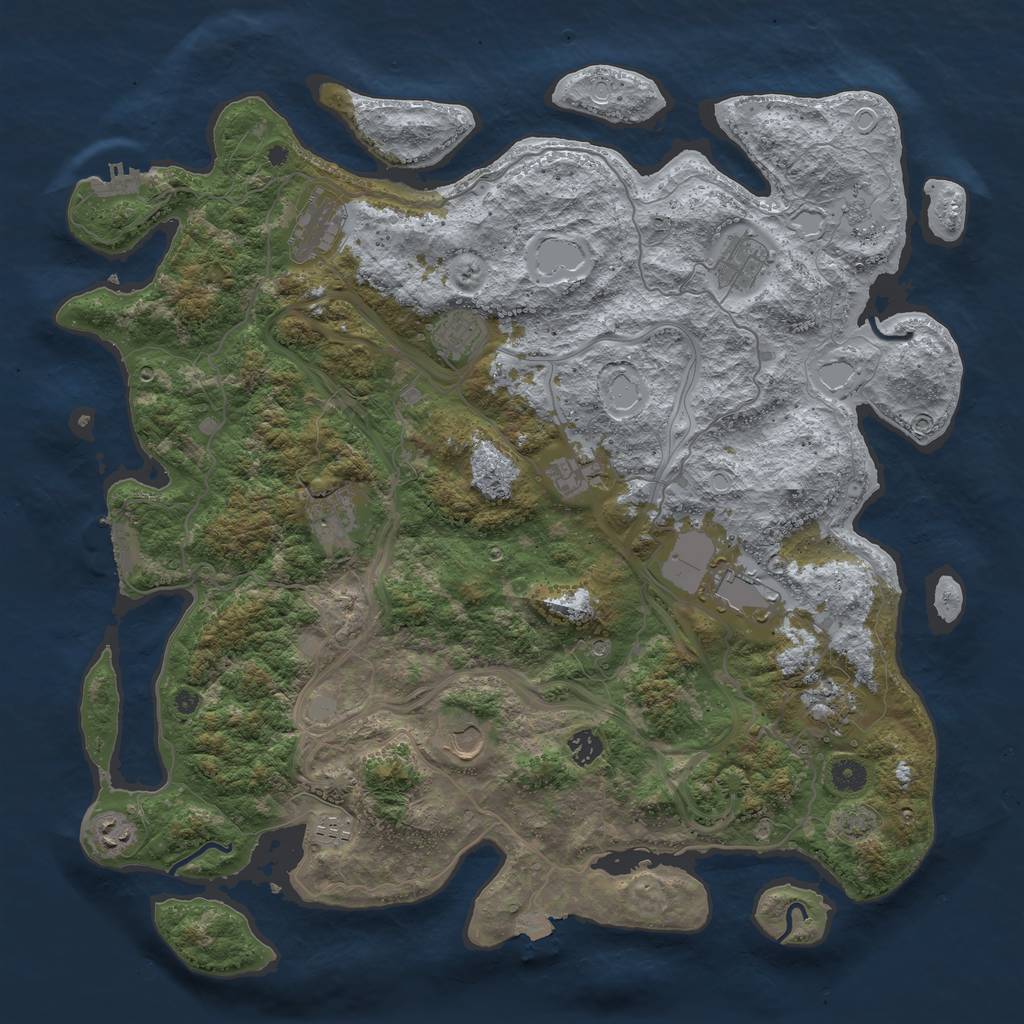 Rust Map: Procedural Map, Size: 4500, Seed: 1042150053, 19 Monuments