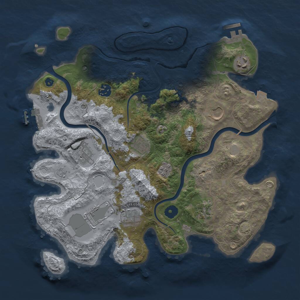 Rust Map: Procedural Map, Size: 3500, Seed: 666130850, 15 Monuments