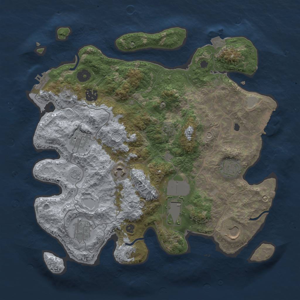 Rust Map: Procedural Map, Size: 3500, Seed: 666130850, 15 Monuments