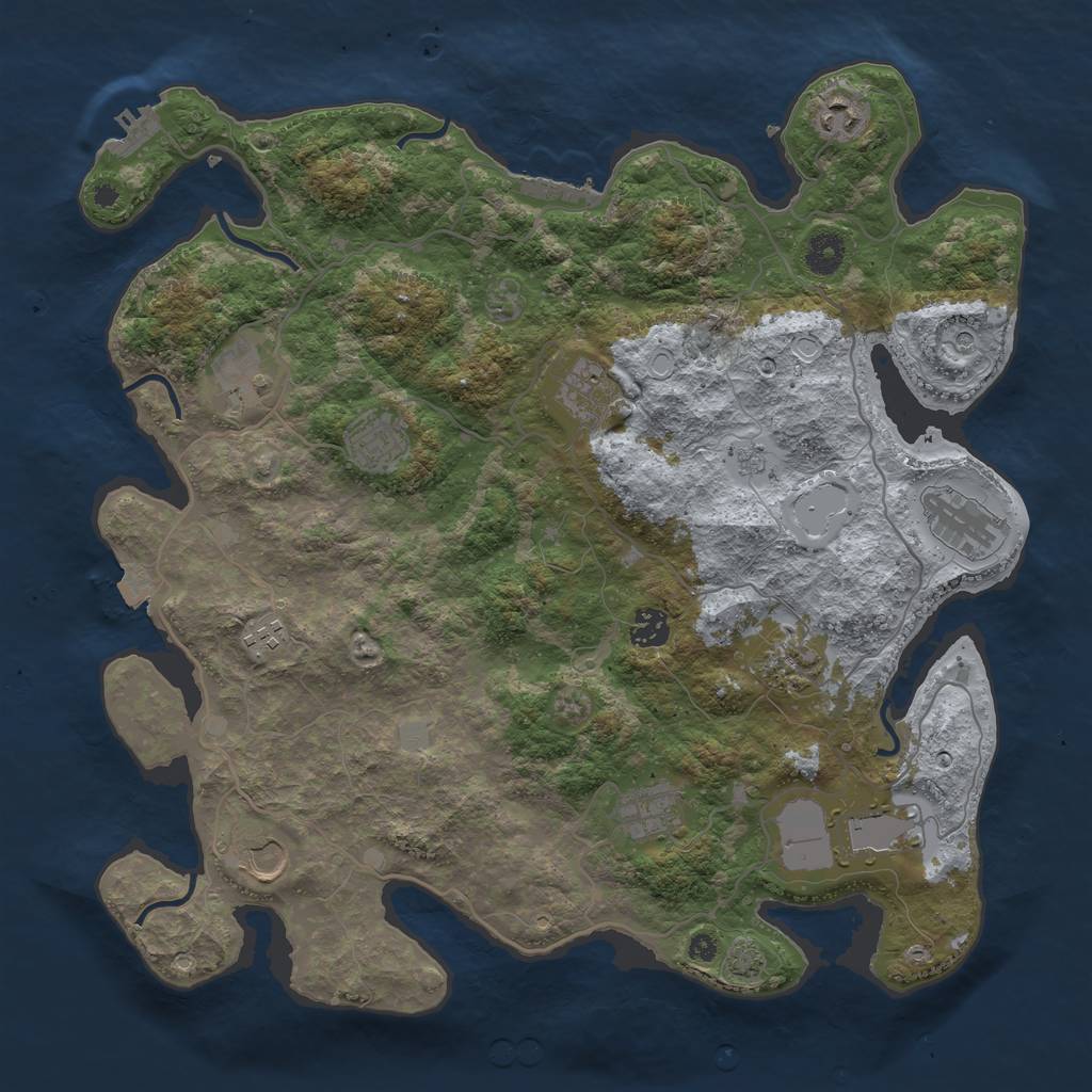 Rust Map: Procedural Map, Size: 4000, Seed: 541049150, 19 Monuments