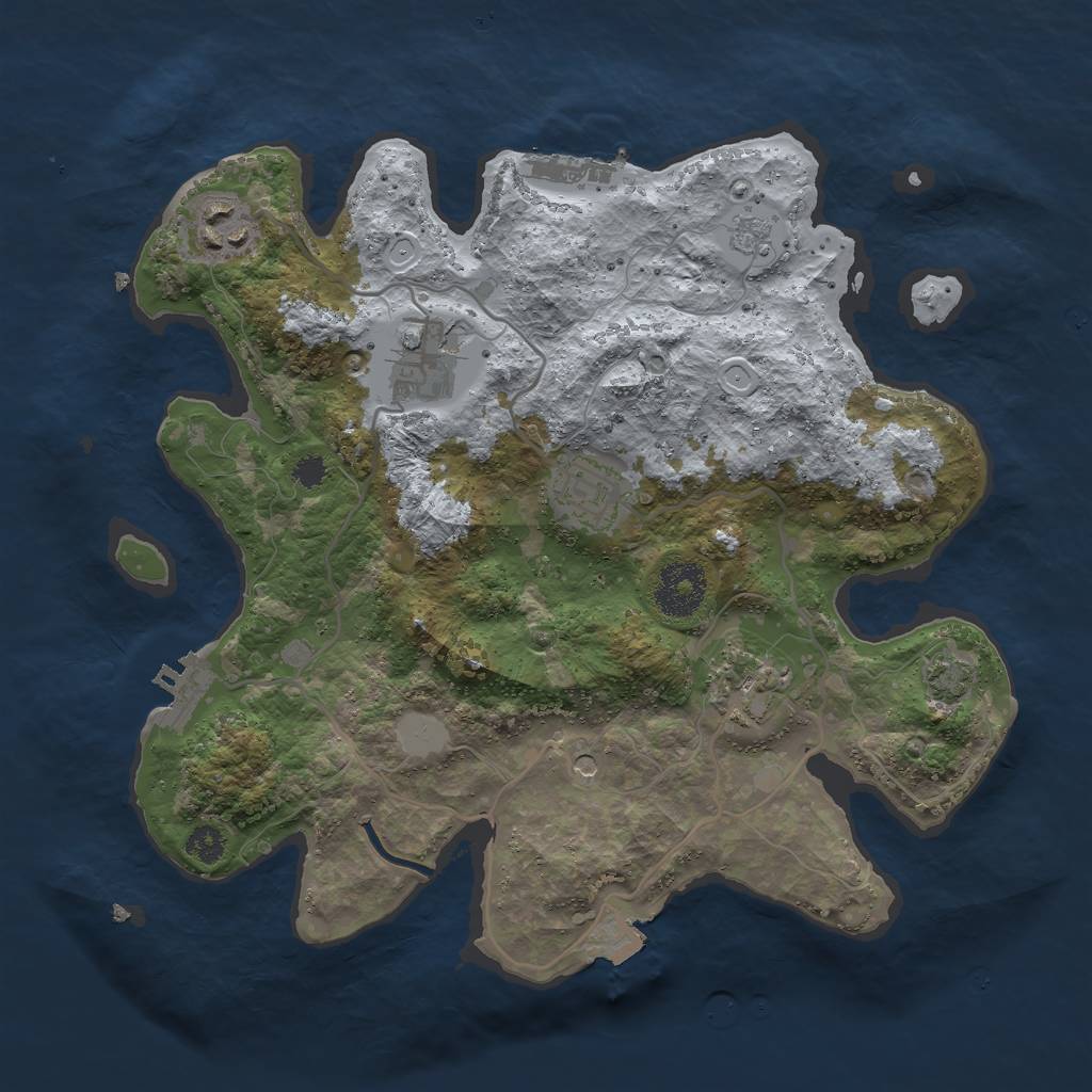 Rust Map: Procedural Map, Size: 3000, Seed: 4123214, 12 Monuments