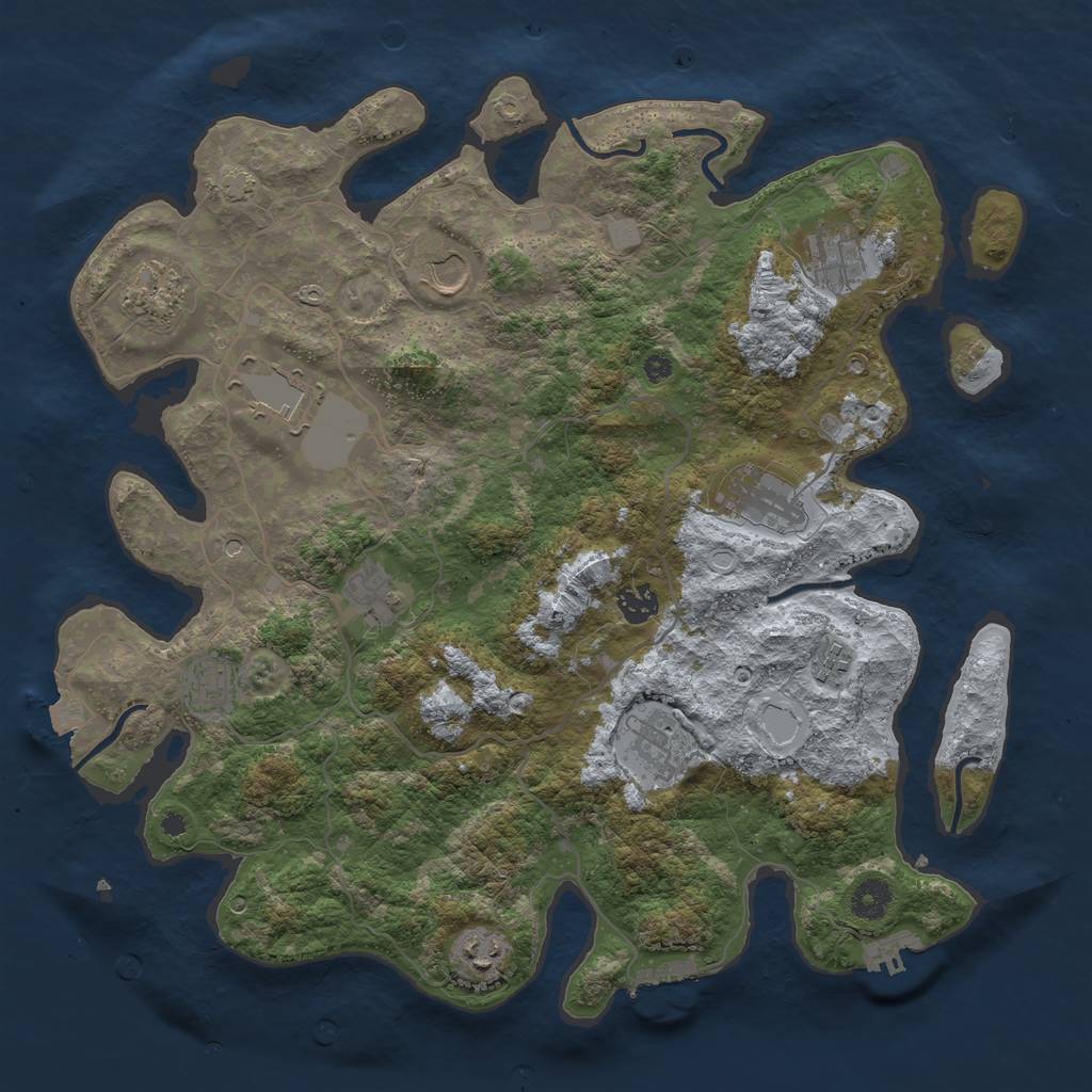 Rust Map: Procedural Map, Size: 4000, Seed: 344472699, 18 Monuments