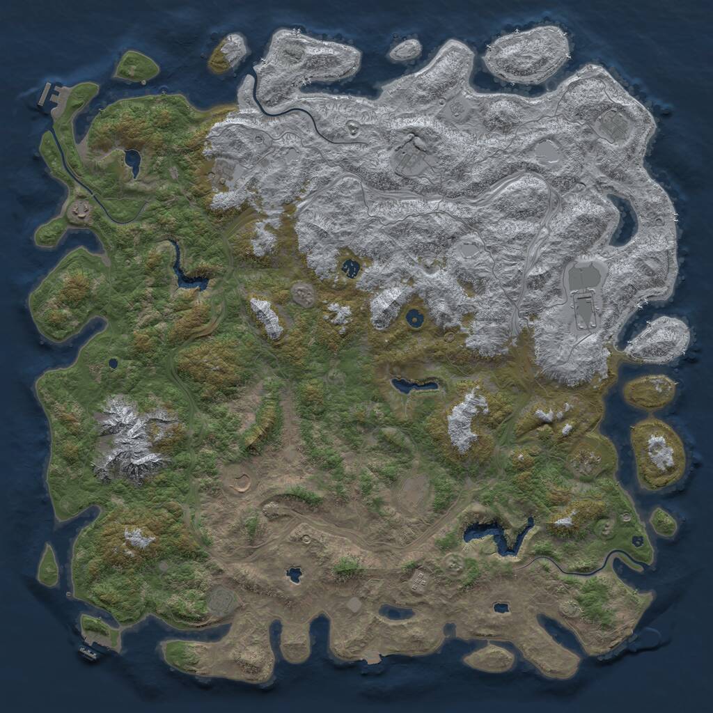 Rust Map: Procedural Map, Size: 6000, Seed: 379030308, 17 Monuments