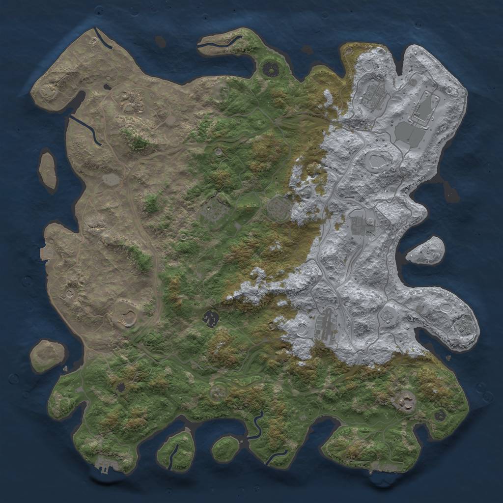 Rust Map: Procedural Map, Size: 4650, Seed: 467851, 19 Monuments