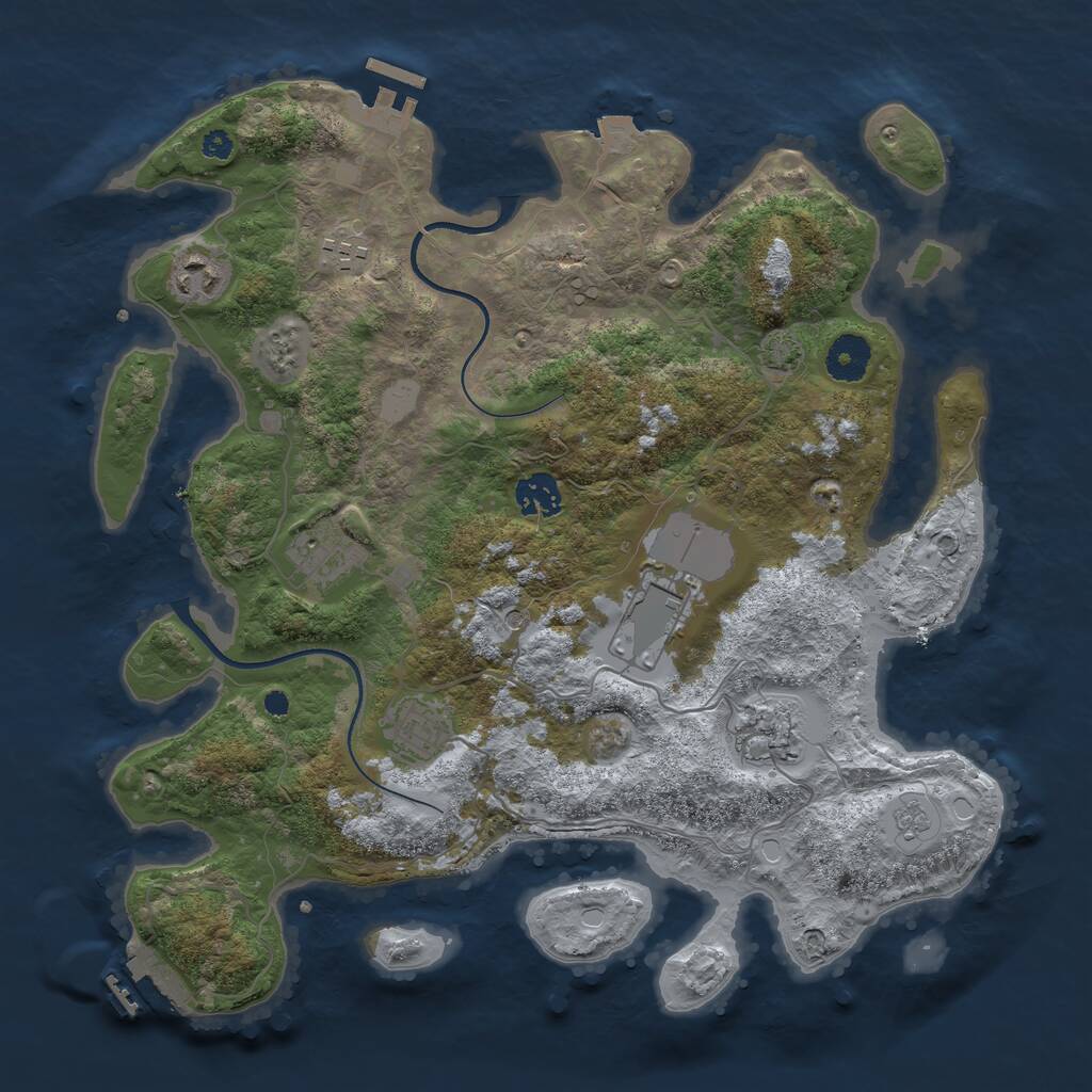 Rust Map: Procedural Map, Size: 3600, Seed: 20231130, 13 Monuments