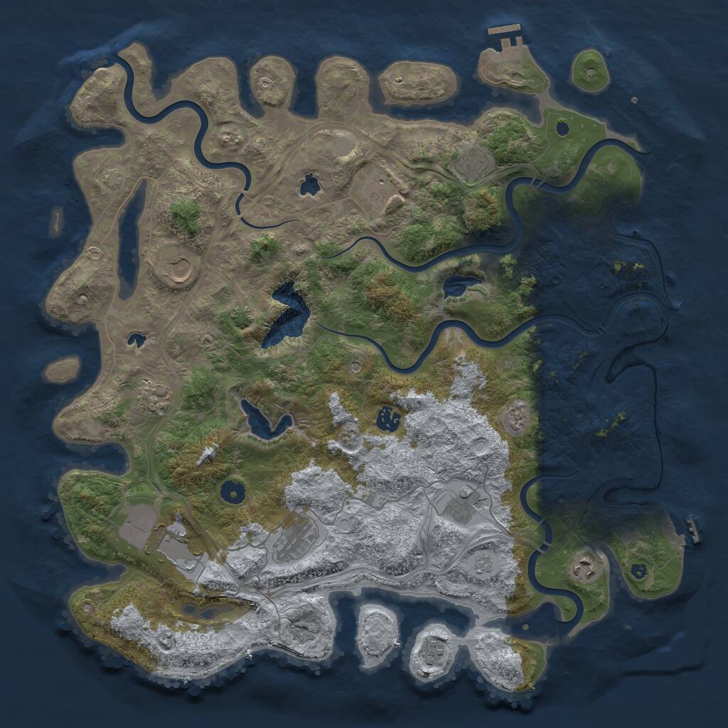 Rust Map: Procedural Map, Size: 4500, Seed: 384321716, 16 Monuments
