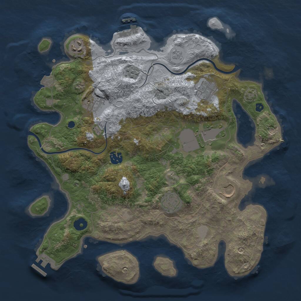 Rust Map: Procedural Map, Size: 3500, Seed: 1563652565, 13 Monuments