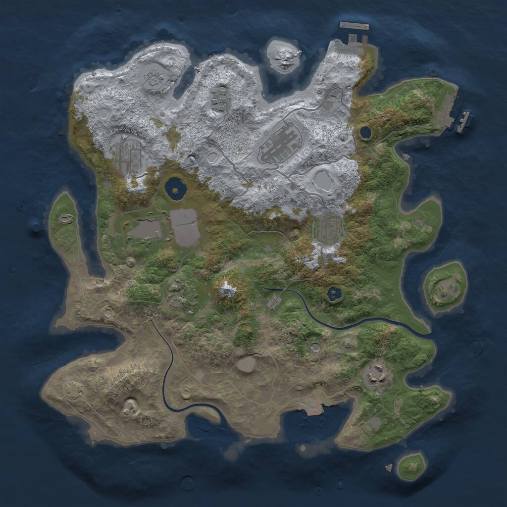 Rust Map: Procedural Map, Size: 3500, Seed: 1907848277, 13 Monuments