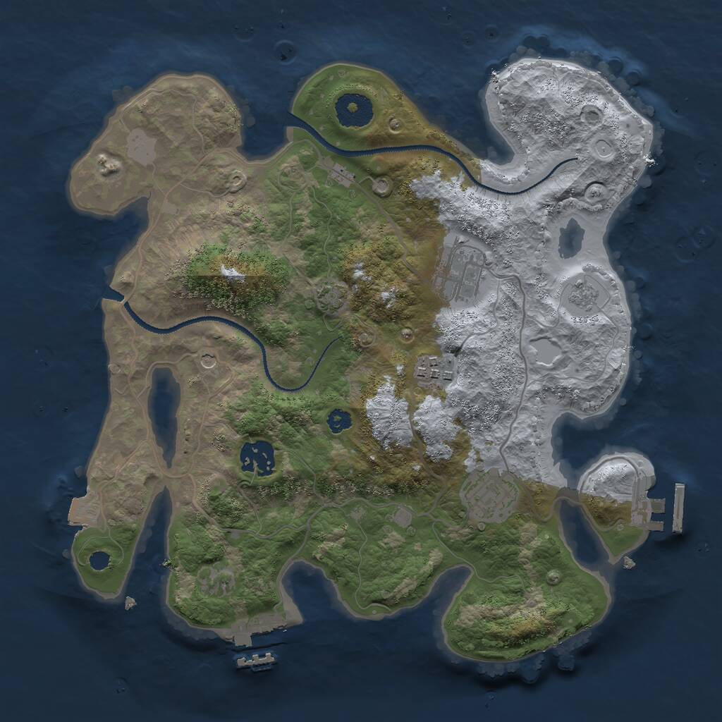 Rust Map: Procedural Map, Size: 3000, Seed: 4375090, 10 Monuments