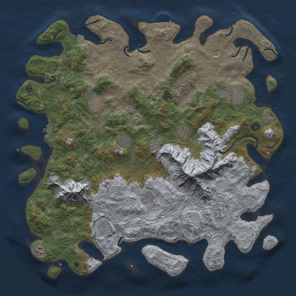 Rust Map: Procedural Map, Size: 5000, Seed: 6582, 19 Monuments