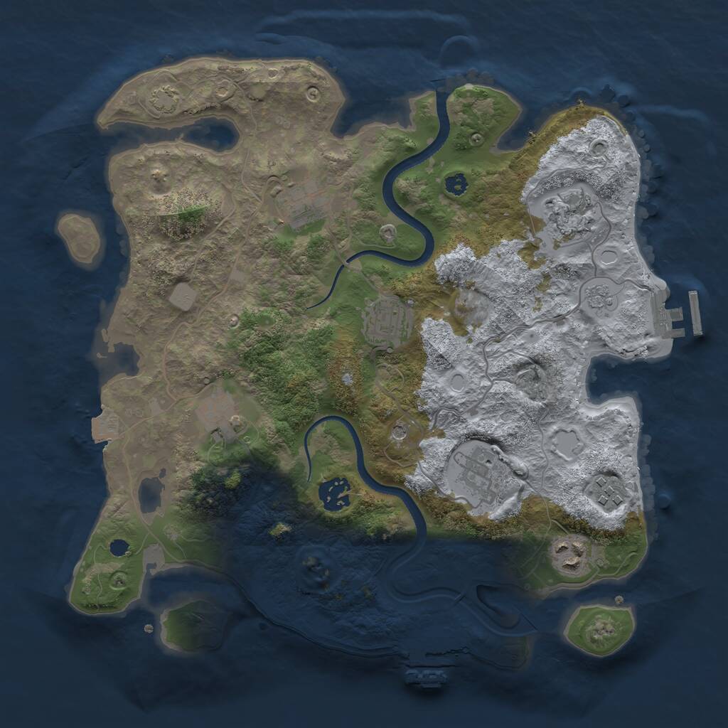 Rust Map: Procedural Map, Size: 3300, Seed: 40721751, 14 Monuments