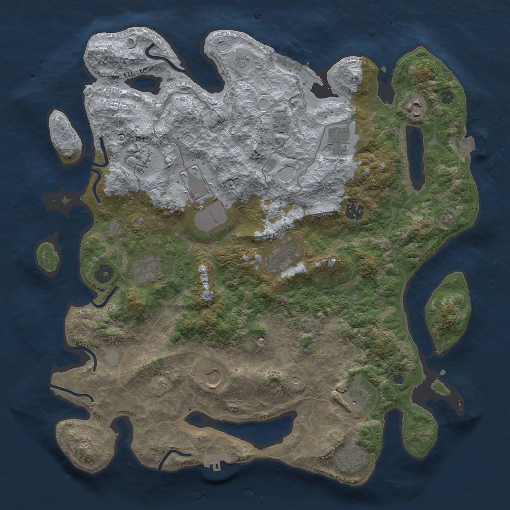 Rust Map: Procedural Map, Size: 4100, Seed: 18, 19 Monuments