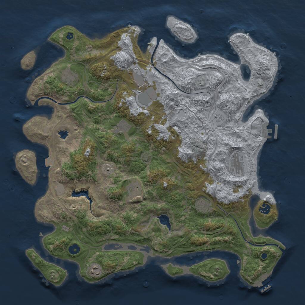 Rust Map: Procedural Map, Size: 4250, Seed: 83557336, 14 Monuments