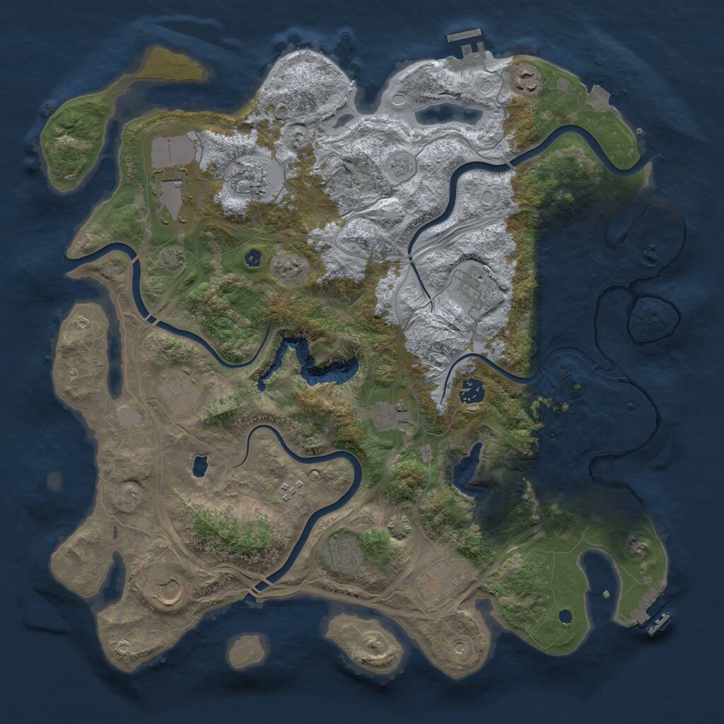 Rust Map: Procedural Map, Size: 4250, Seed: 2124498974, 17 Monuments