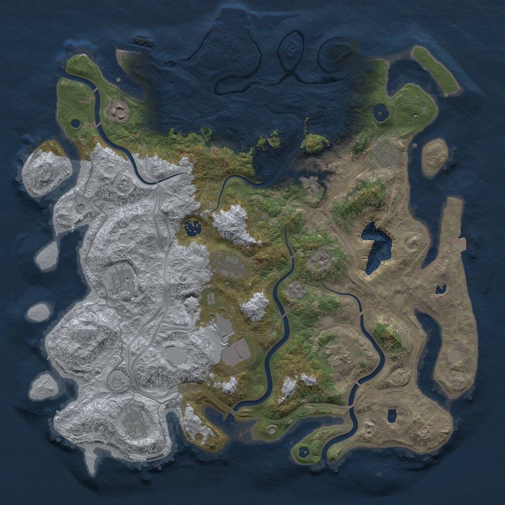 Rust Map: Procedural Map, Size: 4500, Seed: 48477383, 16 Monuments