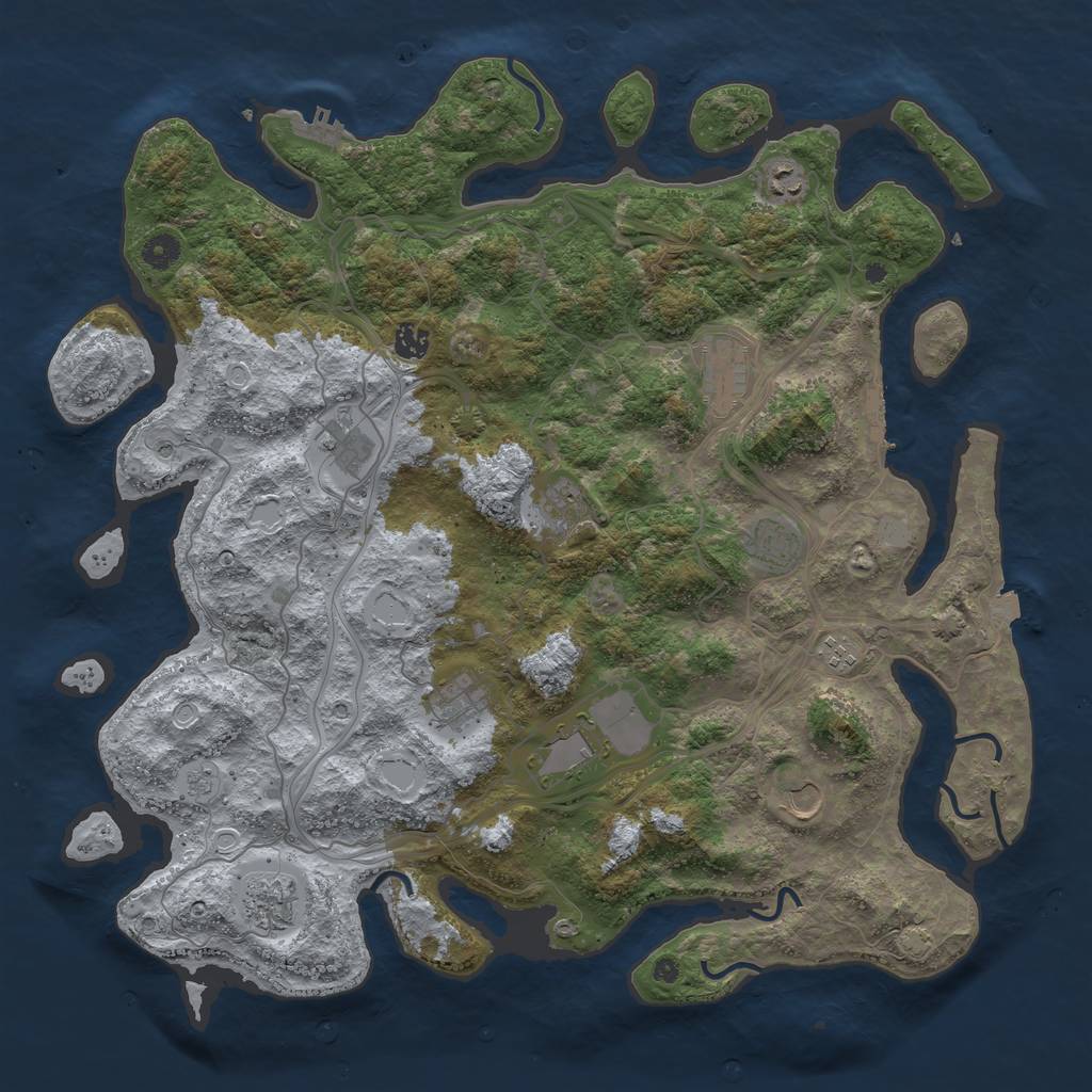 Rust Map: Procedural Map, Size: 4500, Seed: 48477383, 19 Monuments