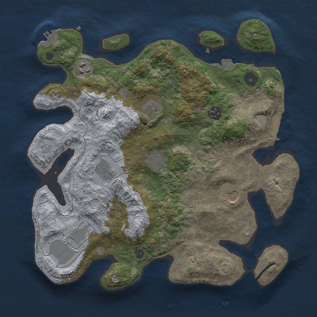 Rust Map: Procedural Map, Size: 3500, Seed: 1642137777, 15 Monuments