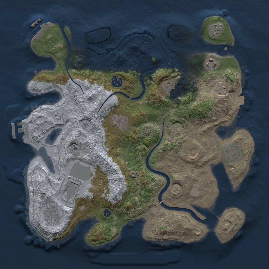 Rust Map: Procedural Map, Size: 3500, Seed: 1642137777, 15 Monuments
