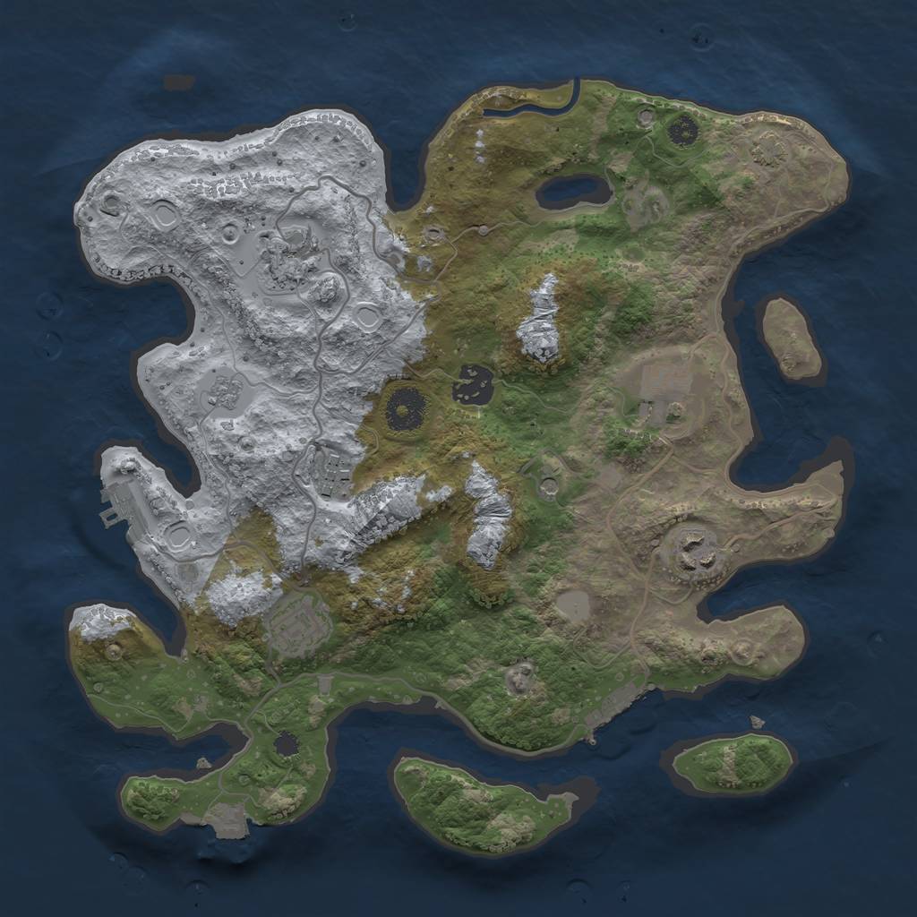 Rust Map: Procedural Map, Size: 3250, Seed: 1396467189, 14 Monuments